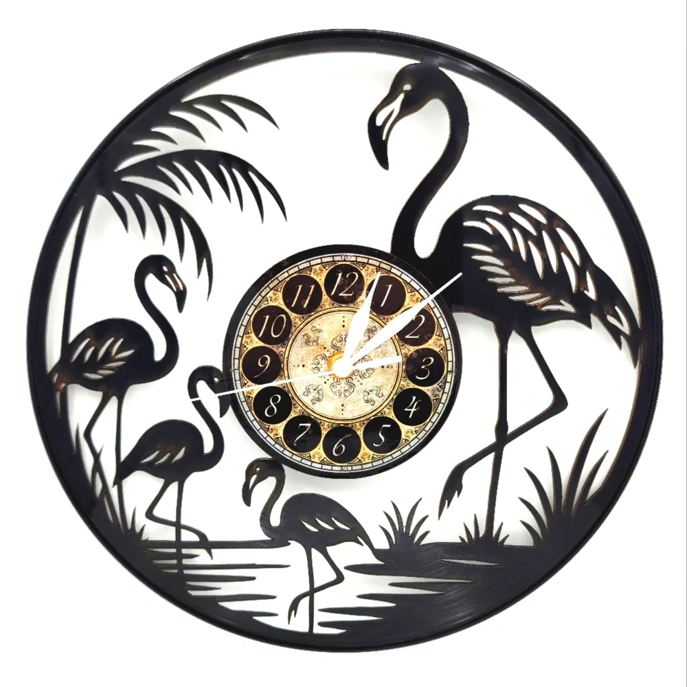 FLAMINGO vinyl record clock